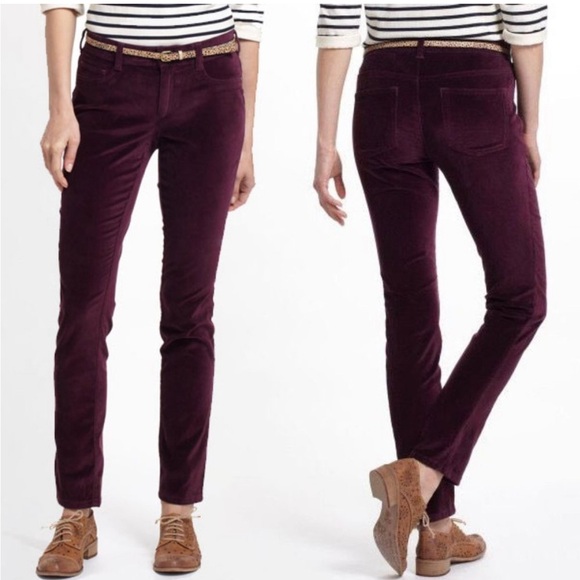 Anthropologie Pants - Anthropologie Pilcro Velvet skinny Stet pants in Maroon